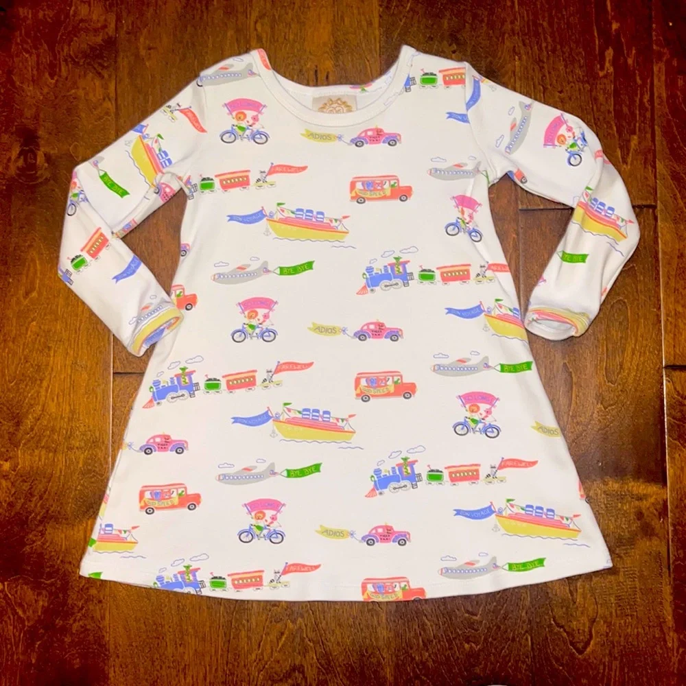 NWOT TBBC Long Sleeve Polly Play Dress - Happy Travels - 3T/4T - price is firm
